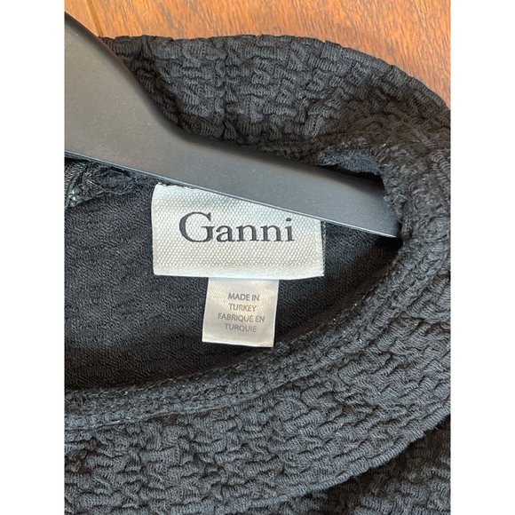 Anthropologie Ganni Pinnacle Textured Sleeveless High Ruffle Neck Fit Flare Dres - Picture 9 of 12